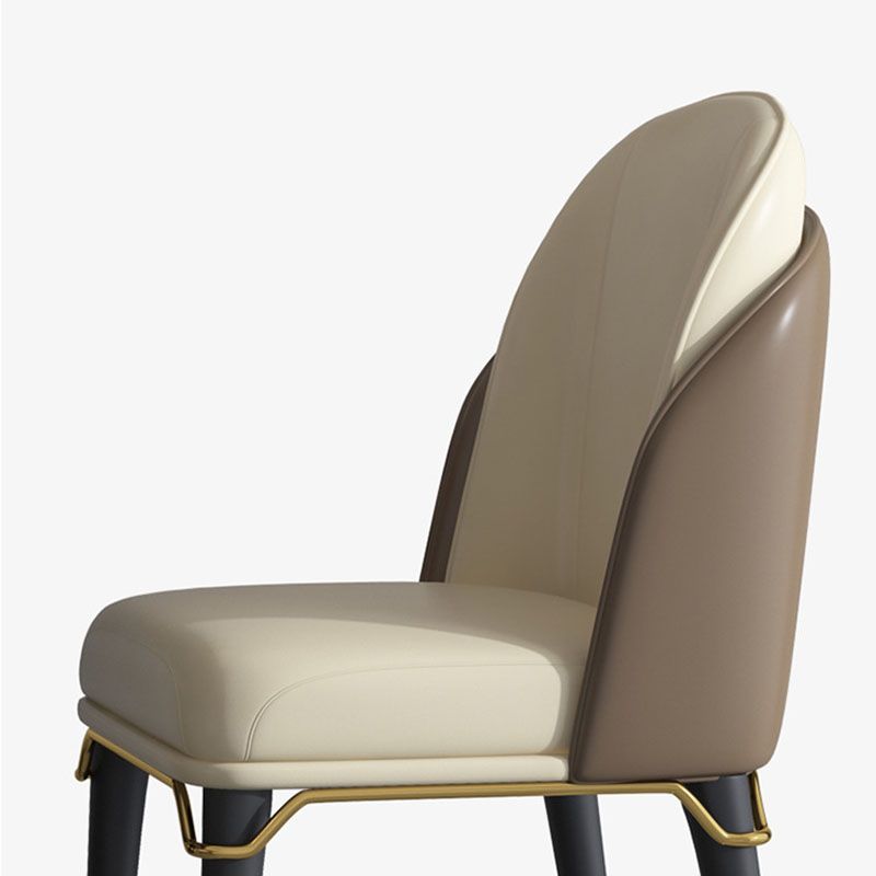 Scandinavian Style Leather Dining Chair for Home Armless Solid Back Chair
