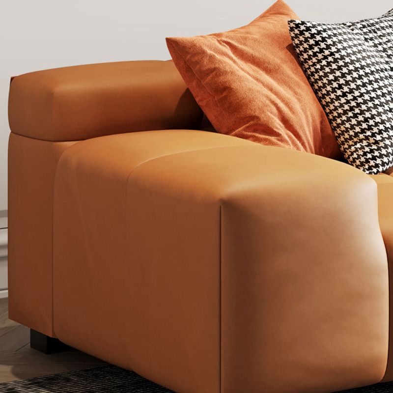 Modern Leather and Fabric Sectional Square Arm Sectional with Pillows