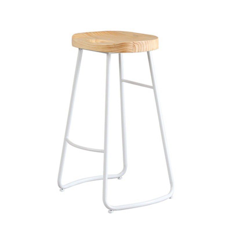 Contemporary Backless Counter Stool Pine Wood Armless Barstool with White Sled Base