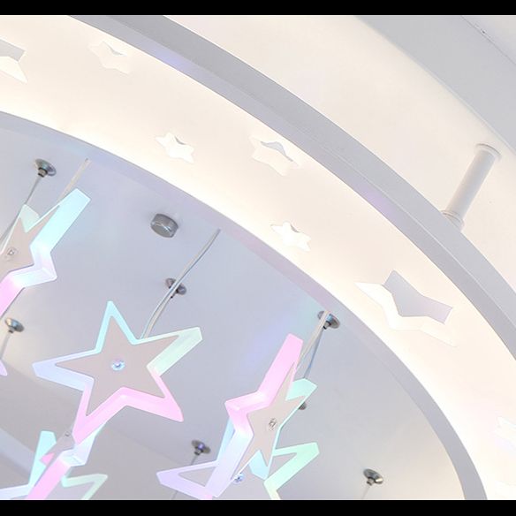 Moon And Star Flush Light 1 Light Acrylic Modern Flush Mount Ceiling Light Fixtures for Girls Bedroom