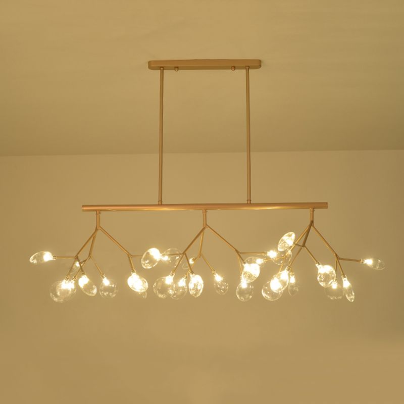 Luce a sospensione moderna di lusso a ciondolo di lucentezza in ferro battuto con soffitto di sputnik con tonalità di vetro