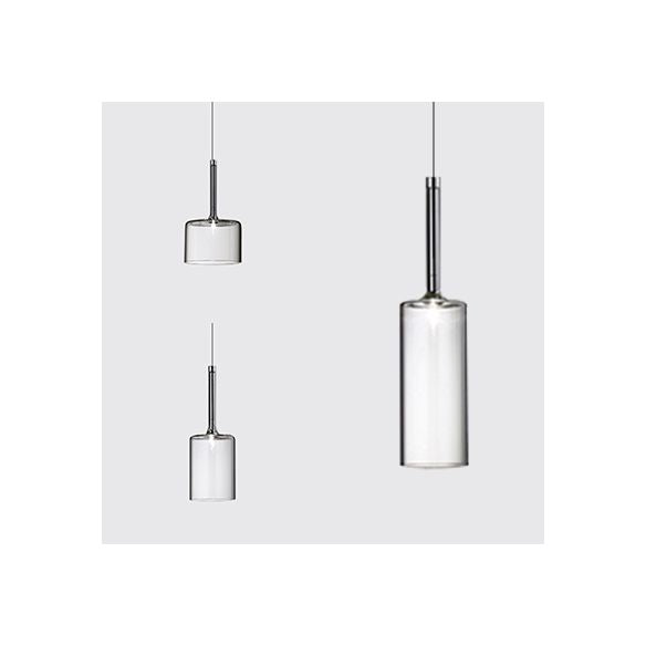 Nickle Zylindrisch/Trommel/lange Säule Suspension Anhänger Modernist 1 hellgrau/rot/orange Glas LED Hängende Leuchte