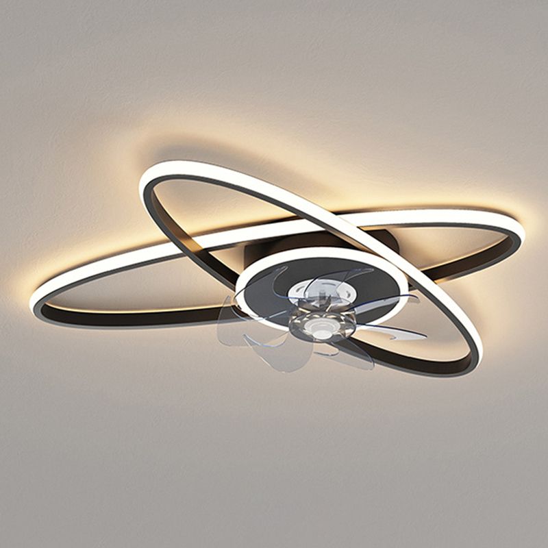 Oval 3 - Light LED Fan Light in Black / Gold Modern Ceiling Fan