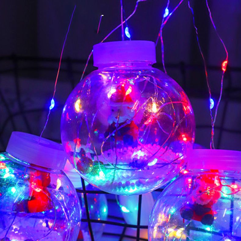 Nordic Wishing Ball String Lamp Plastic 12-Lights Indoor Curtain Lights in Clear