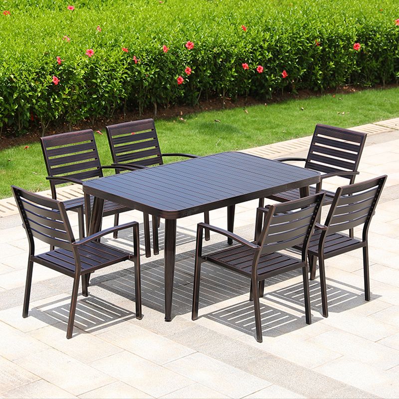 Modern Style Geometric Courtyard Table Aluminum Frame Outdoor Table