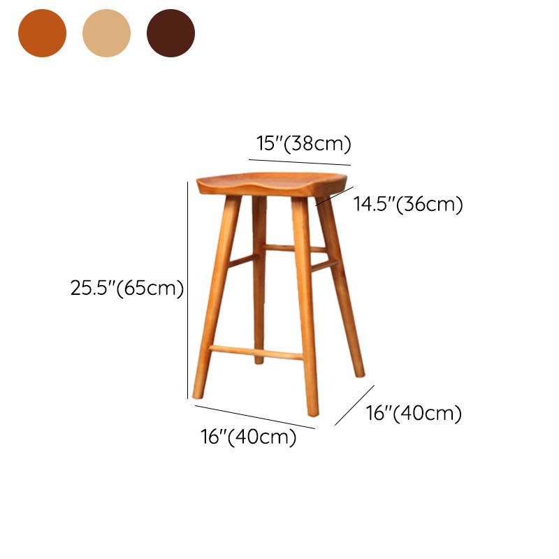 Industrial Armless Backless Counter Stool Wood Bar Stool with Pedal for Cafe