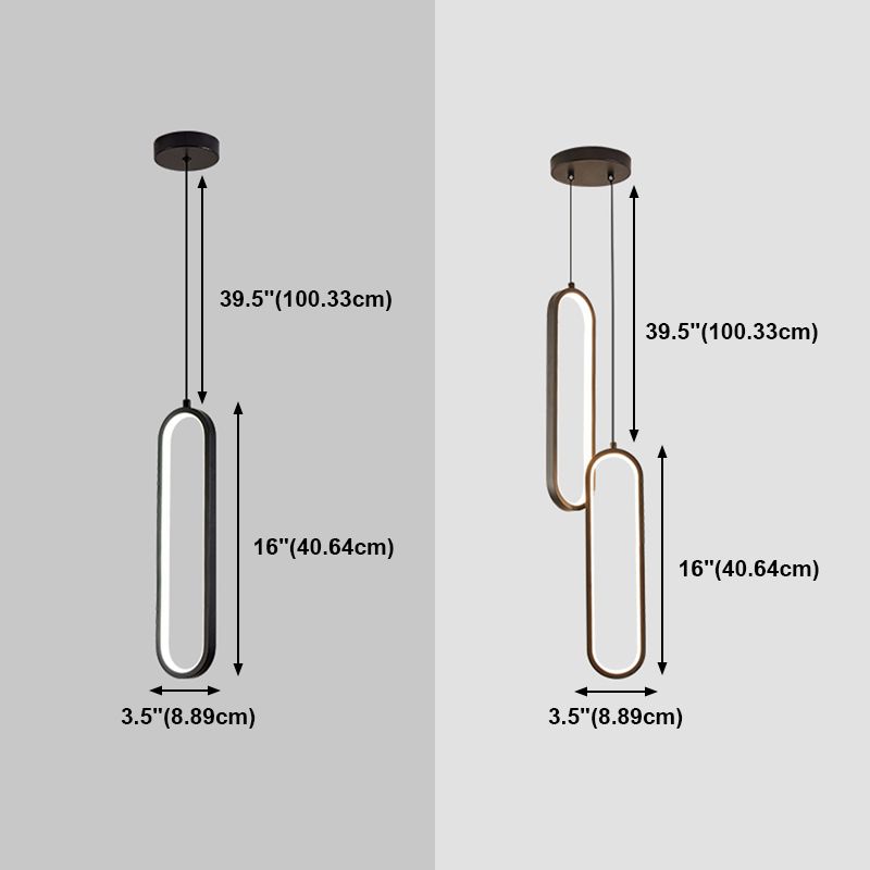 Nordic Style Iron Pendant Light Geometry Oval Led Ceiling Lamp for Bedroom