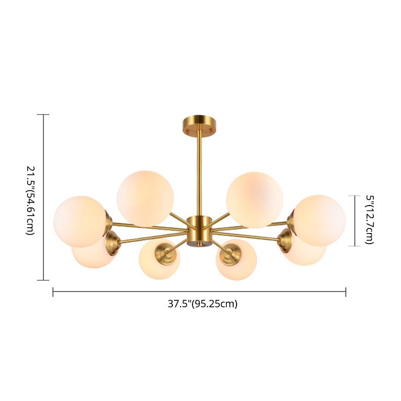 Nordic Simple Hanging Globe-Shaped Chandelier Pendant Light Milky Glass Ceiling Lights Fixture for Restaurant