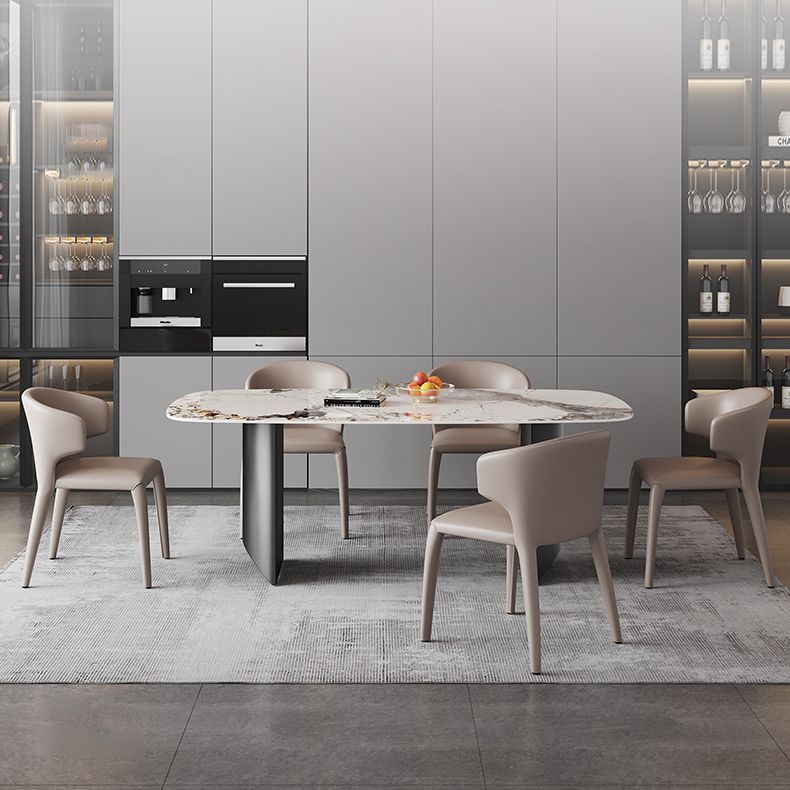 Modern Style Sintered Stone Dining Table with Rectangle Shape Standard Height Table for Home Use