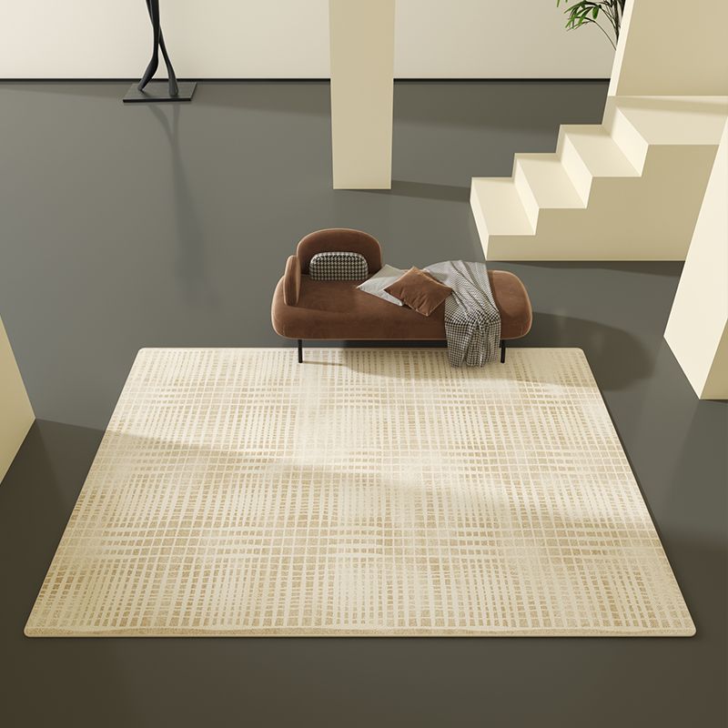 Yellow Tone Modern Area Carpet Polyester Banded Indoor Rug Anti-Slip Backing Carpet for Home Decor