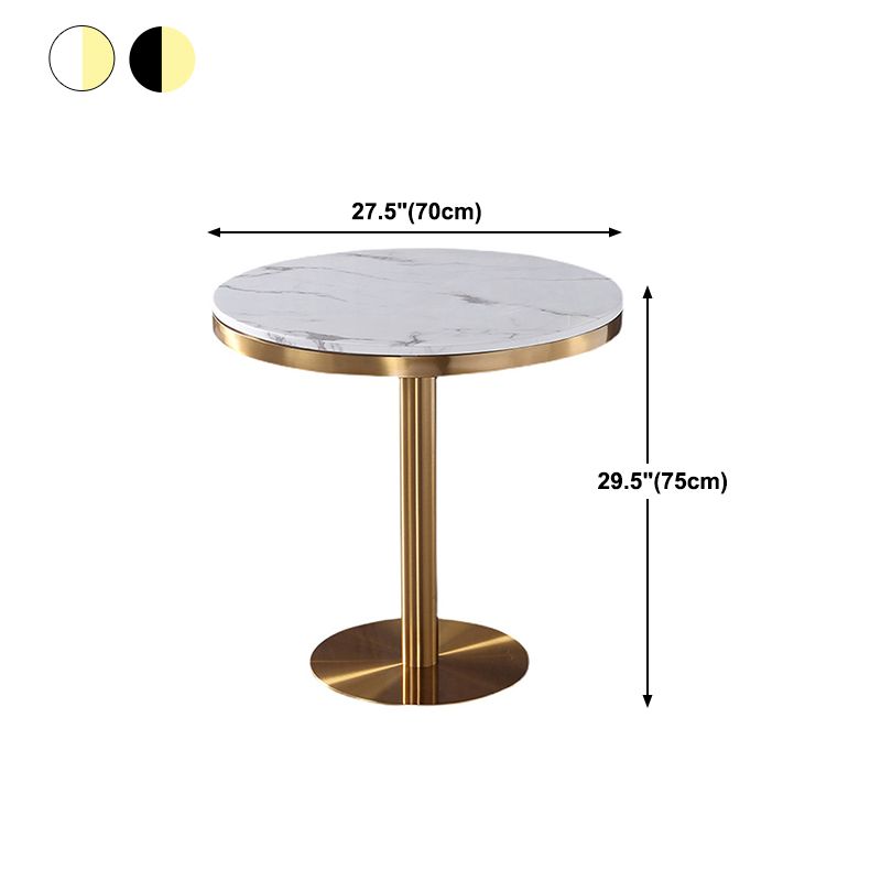 Metal Traditional Luxury Round Dining Table Marble Indoor Table with Pedestal Base