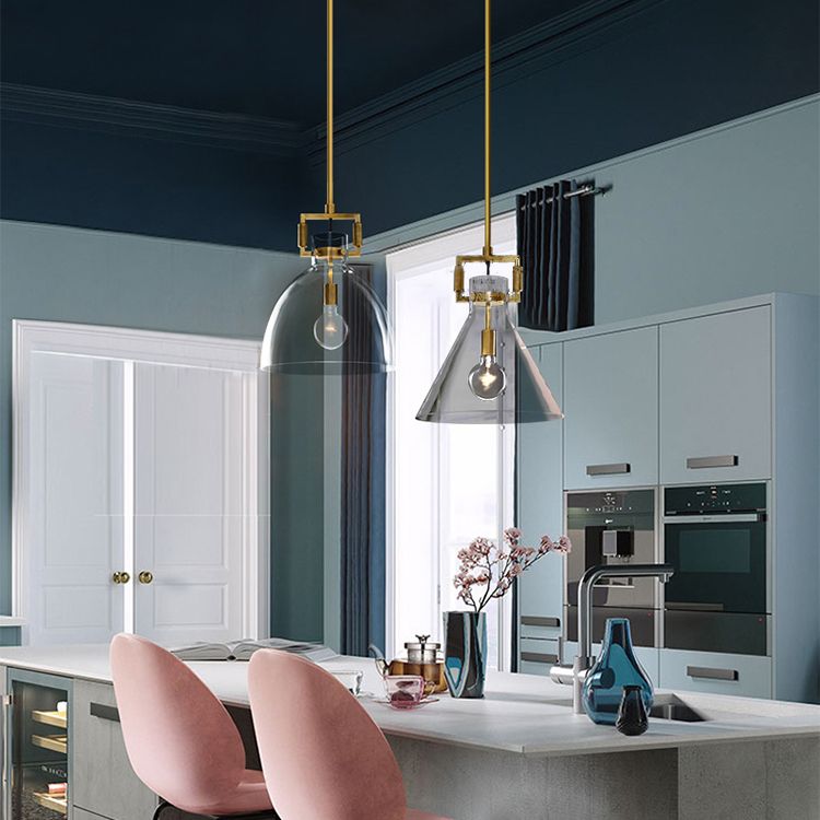 Stile industriale sospeso a sospensione vetro trasparente 1 testa a testa leggera per il ristorante Cafe