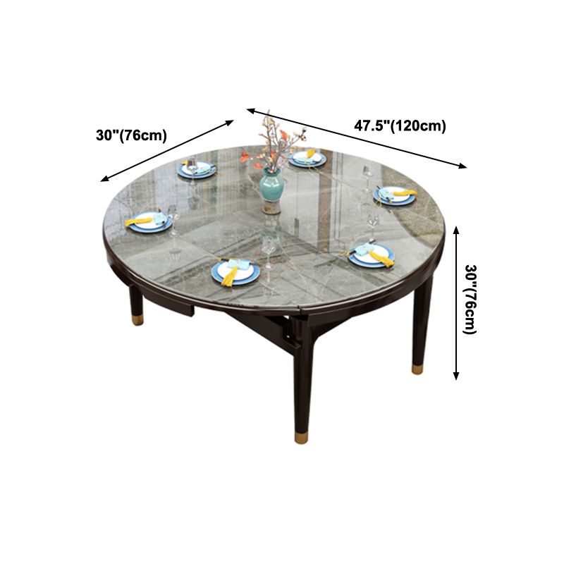 Table à manger de style luxe Table extensible à 4 pieds avec pierre frittée