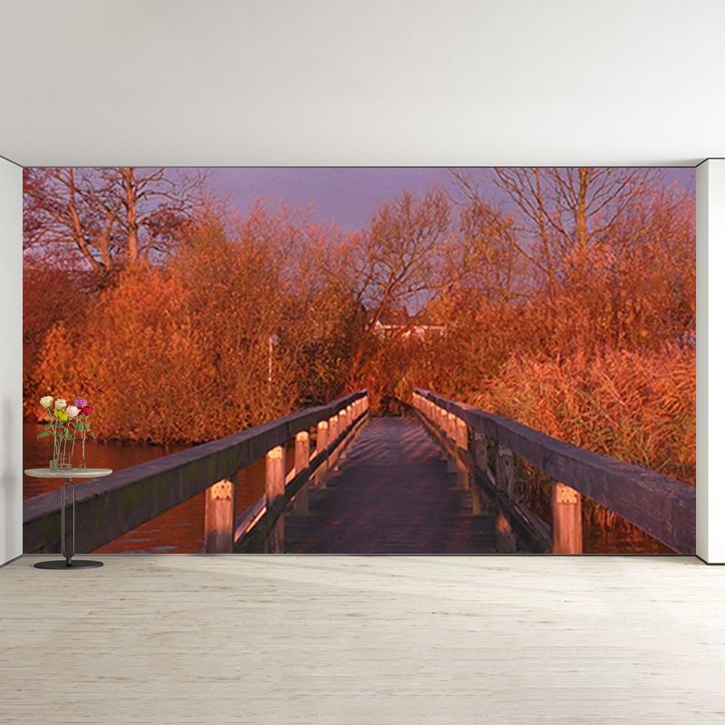 Wooden Bridge Photography Mildew Resistant Wallpaper Sleeping Room Wall Mural