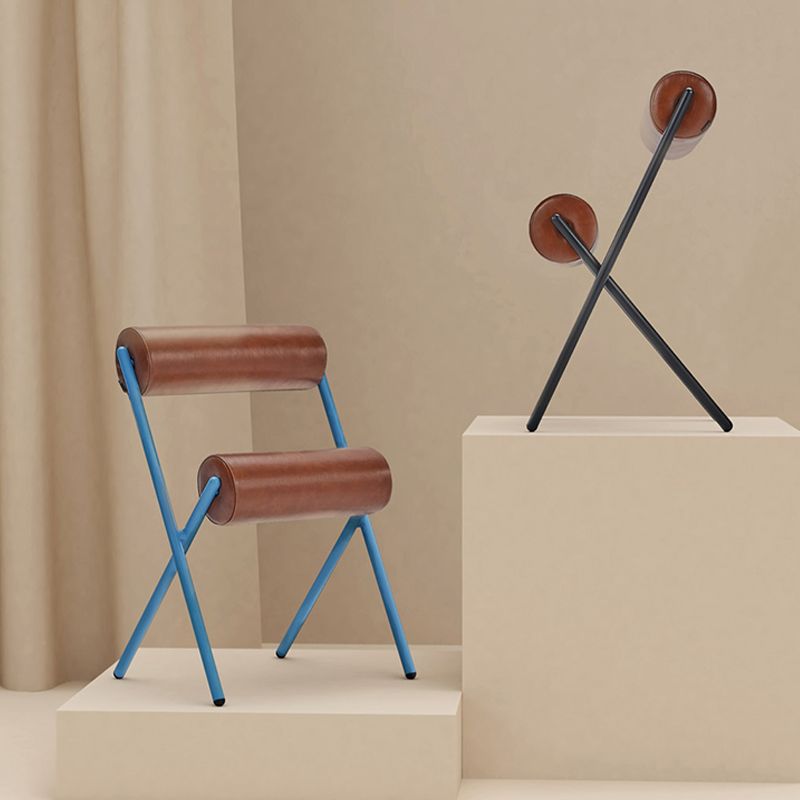 Nordic Stackable Backrest Cushion Chair with Metal Legs for Living Room