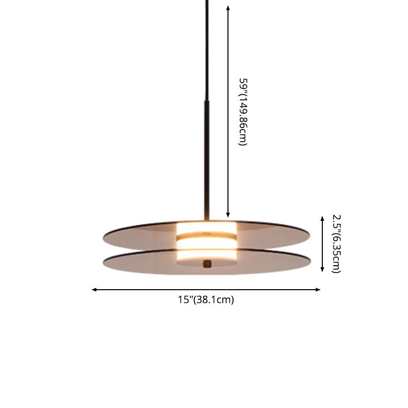 Modern One Head Hanging Light Brown Glass Disk Contemporary Down Lighting Pendant for Dinning Room
