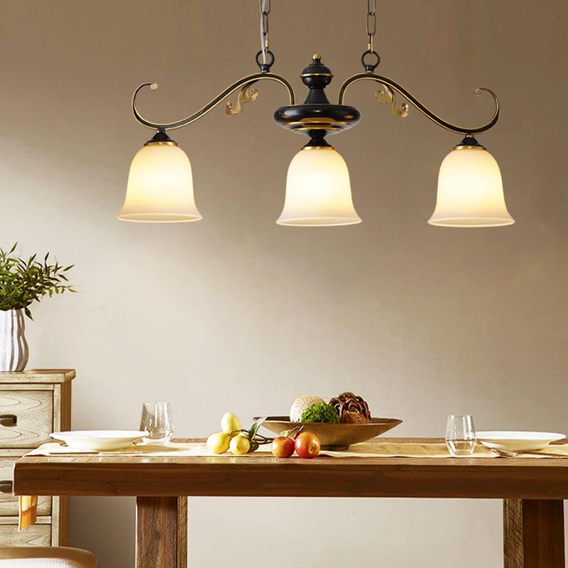 Industrial Pendant Lighting Bell Shape Glass 3 Light Island Ceiling Light