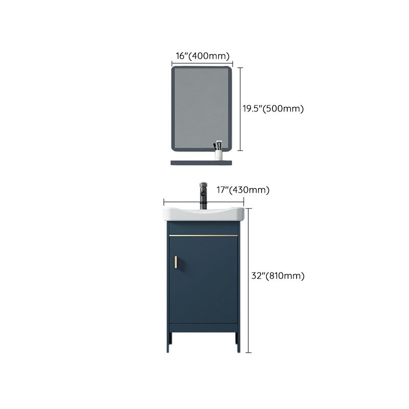 Contemporary Blue Sink Cabinet Metal Mirror Cabinet Bathroom Vanity Cabinet