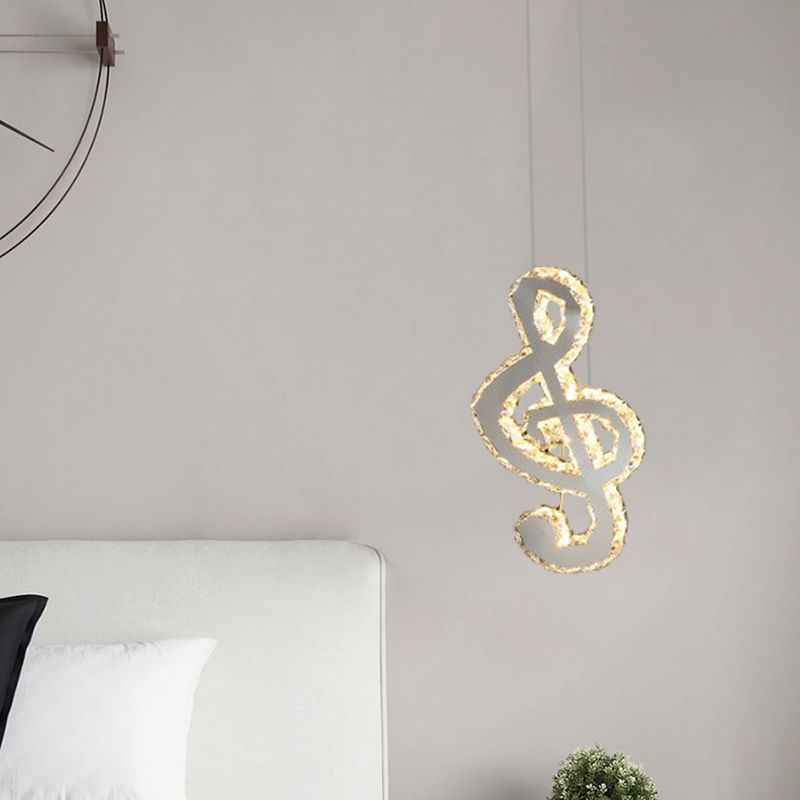 LED musical nota colgante kit de luz contemporánea de acero inoxidable bloques de cristal de corte transparente mini lámpara colgante