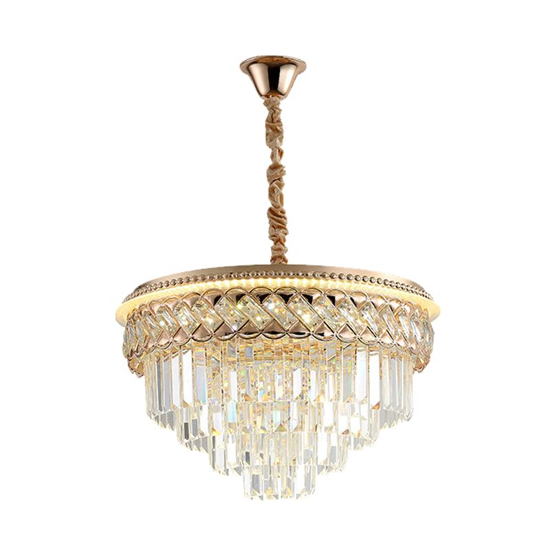 Tiers modernos Candelier Crystal Prism Led colgante colgante con adornos de oro rosa