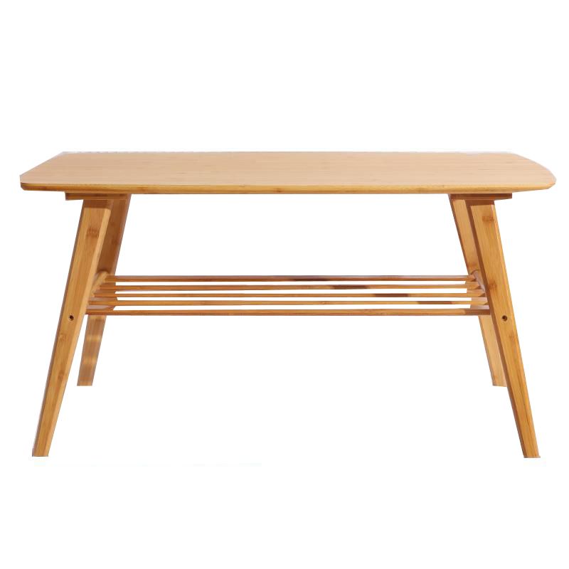 4 Legs Coffee Table Modern Wood Oval Cocktail Table with Shelf