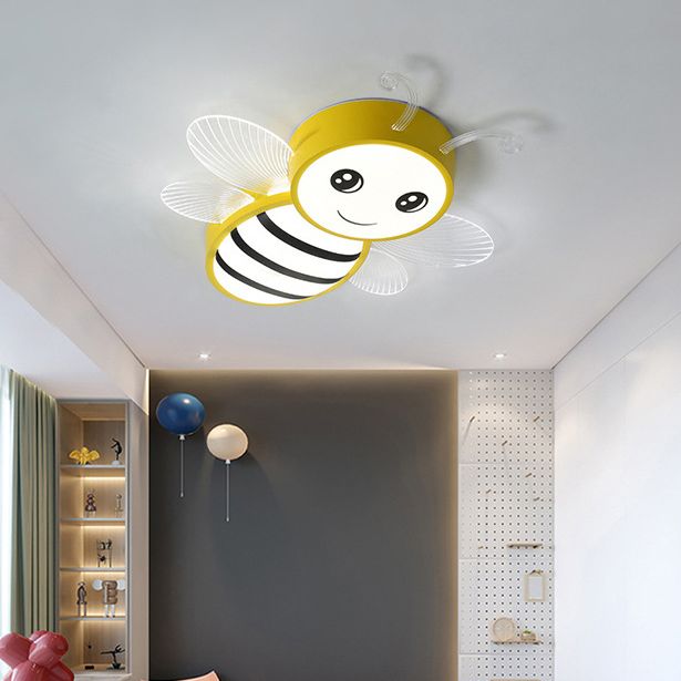 Bee-shaped Flush Mount Light Fixtures Kids Acrylic Flushmount