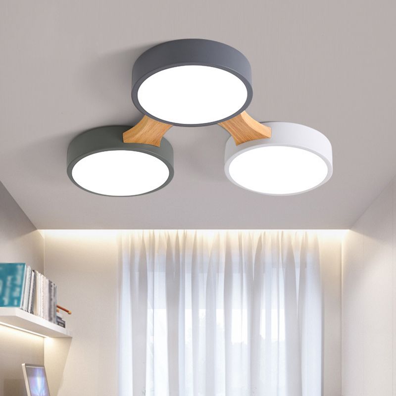 Moderne minimalistische LED-plafondlamp Houten Spoetnik Inbouw met acrylkap