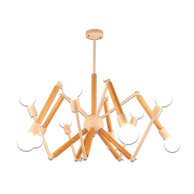 Modern Starburst Suspended Lighting Fixture Wood Pendant Lighting Fixtures for Restaurant