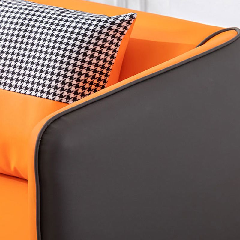 Genuine Leather Sofa 28.74" D x 28.74" H Tuxedo Arm Sofa for Living Room
