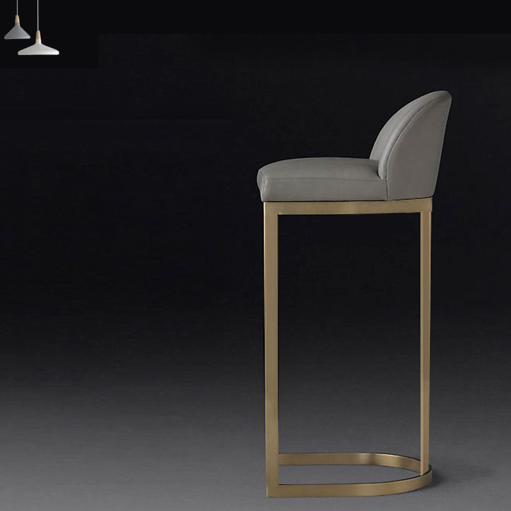 Glam Faux Leather Counter Height Stool Metal Bar Stool Bar Stool with Footrest