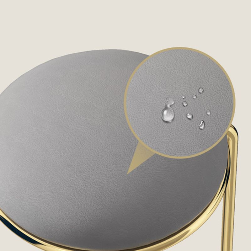 Faux Leather Mildew Resistant Ottoman Round Glam Solid Standard Ottoman