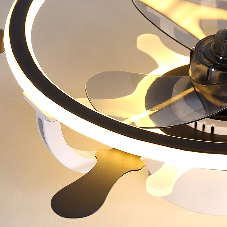 Kinderled semi -spoeling licht armatuur lusvormige plafondventilator lamp met acrylschaduw voor slaapkamer