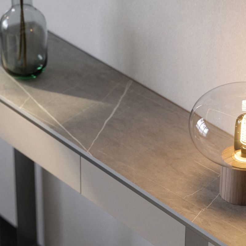 Stone Half Moon Console Table Modern 13.78" W Accent Table for Hall