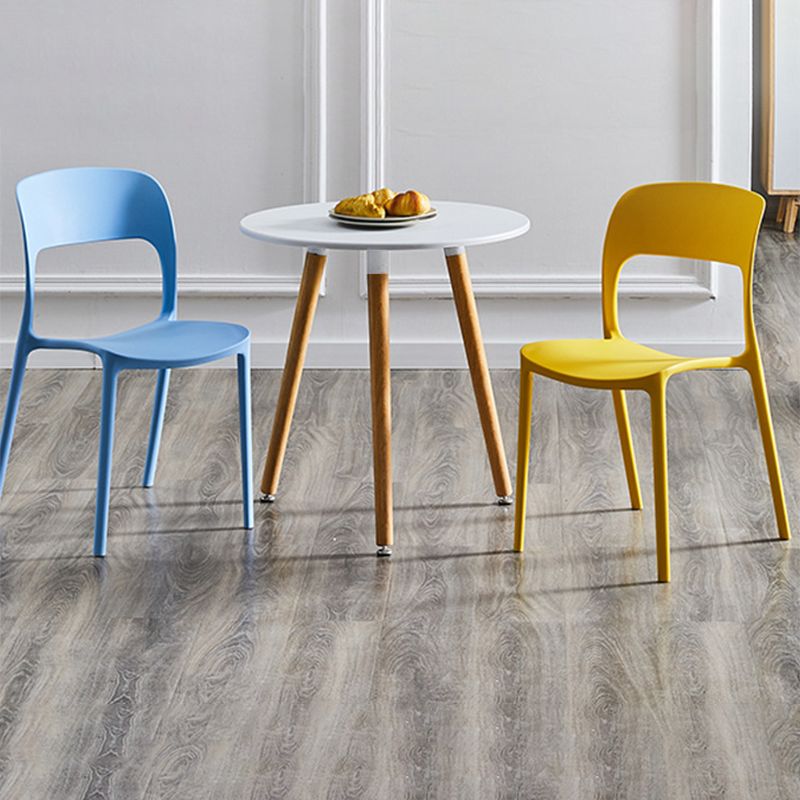 Nordic Style Armless Side Chairs Open Back Chairs with Plastic Legs for Home Use