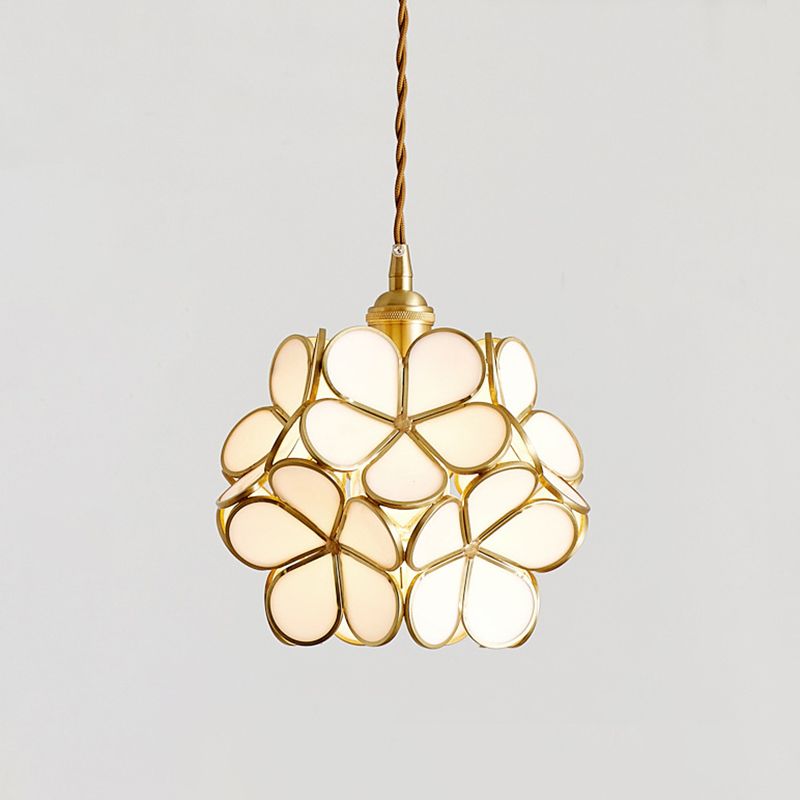1 Light Flower Hanging Ceiling Light Nordic Style Metallic Down Lighting Pendant for Restaurant