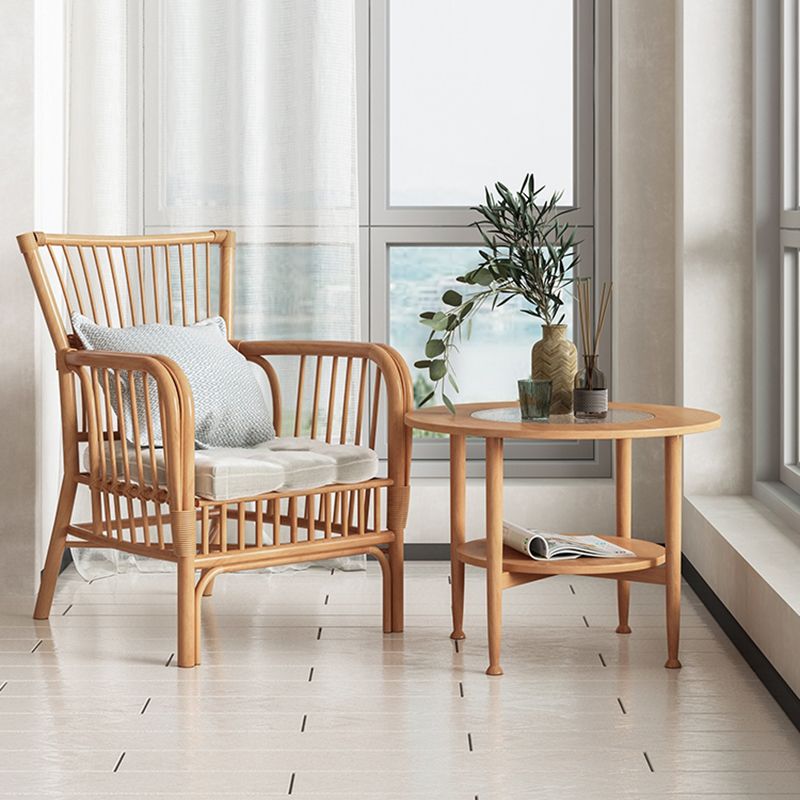 Nordic Wood and Glass Coffee Table 4 Legs Coffee Table with Storage