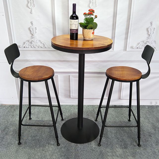 Industrial Style Solid Wood Bar Table Set 1/2/3/4 Pieces Counter Table with High Stools