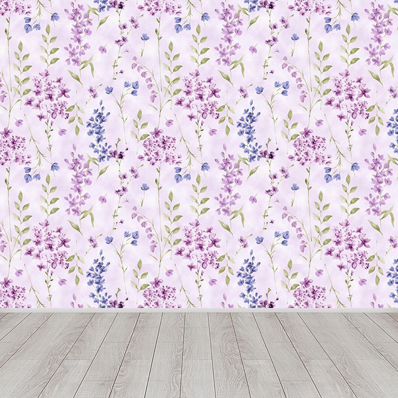 Non-Woven Stain Resistant Mural Modernist Flower Pattern Wall Decor for Living Room