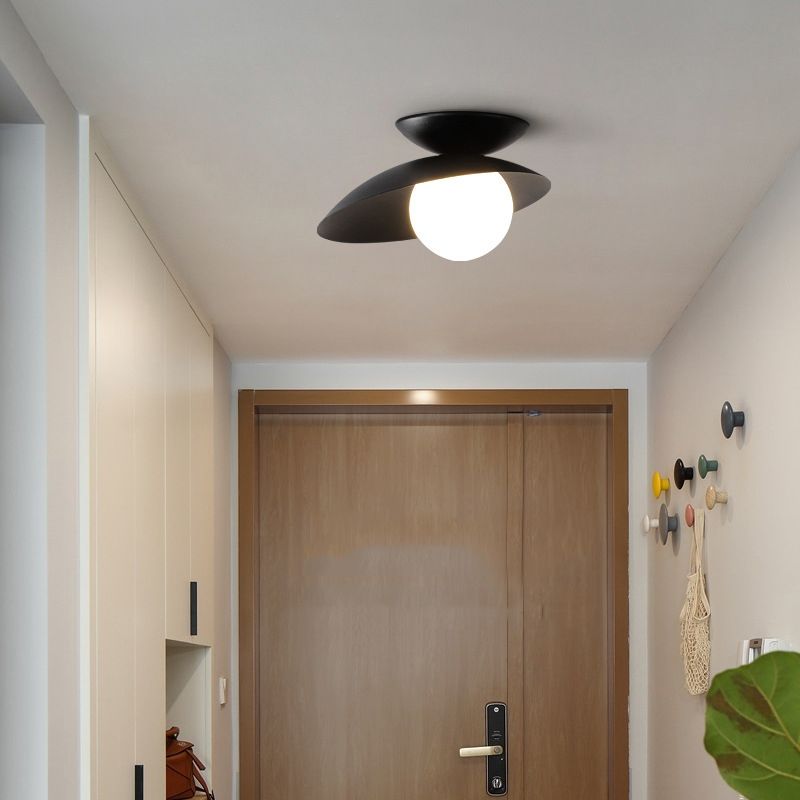 Single Black Flush Mount Lighting Unique Metal LED Ceiling Light