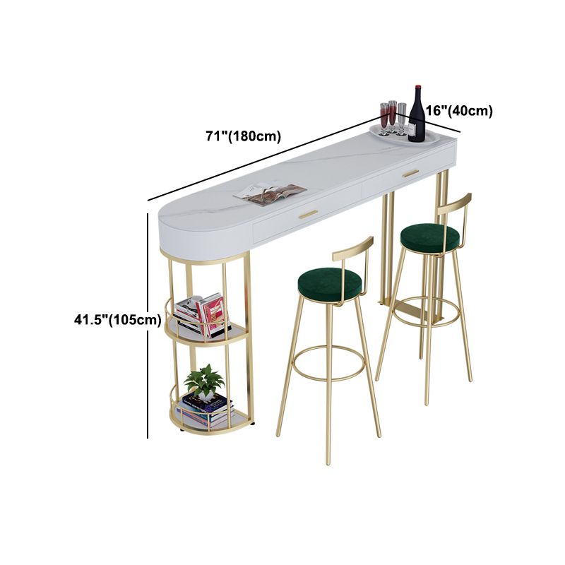 Glam Style Stone Bar Table 1/3/4 Pieces Counter Table with Upholstered Stools