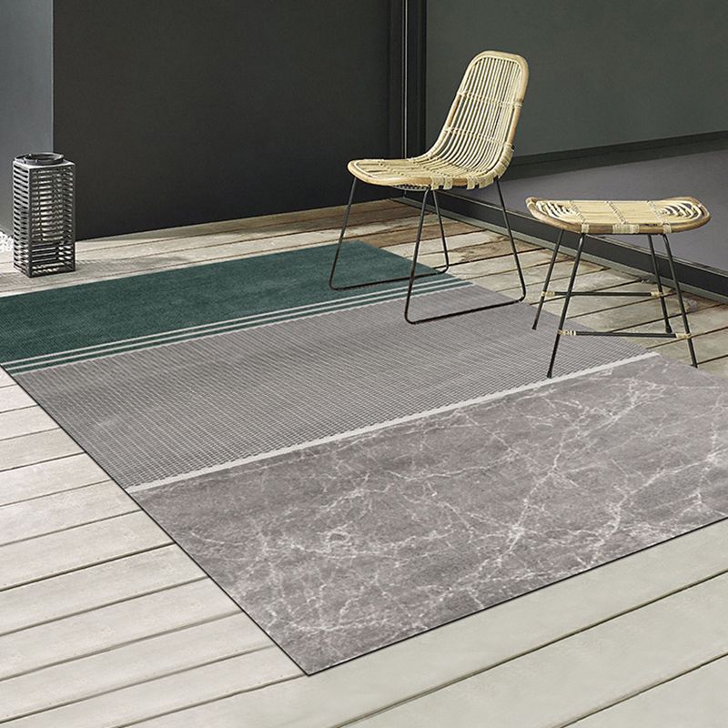 Green Living Room Area Carpet Color-Blcked Polyester Area Rug Stain Resistant Rug