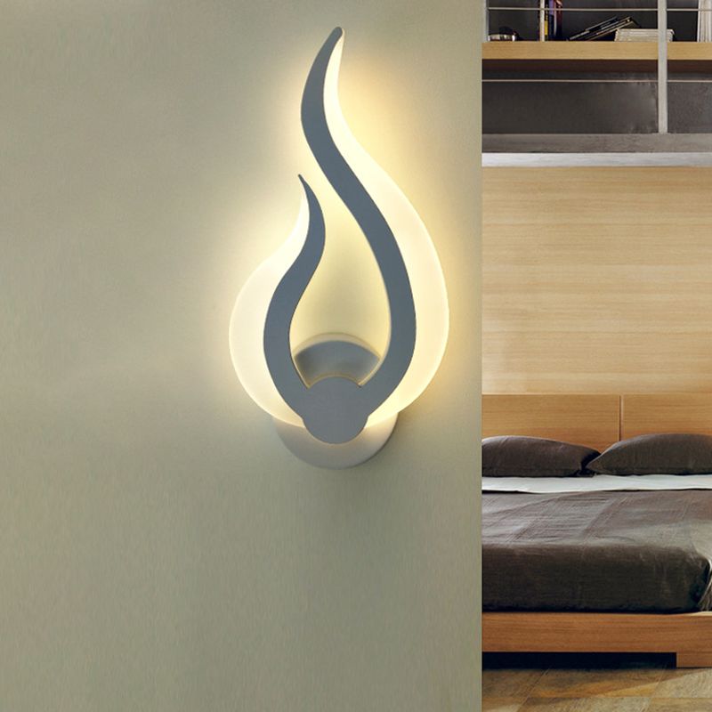 Flame Shaped Bedroom Wall Sconce Lighting Acrylic LED Nordic Wall Mount Light in Warm/White Light