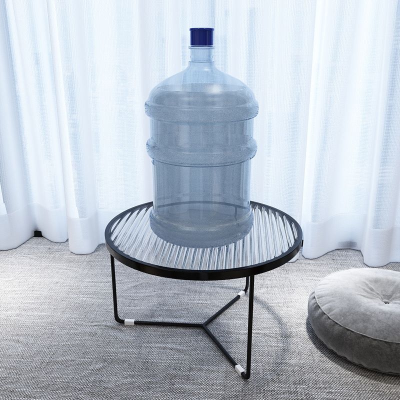 11.8" H Cross Legs Coffee Table Round Clear Glass Cocktail Table