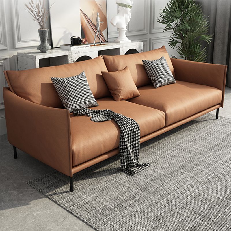 Contemporary Dark Brown Cushions Standard Square Arm Stationary Sofa