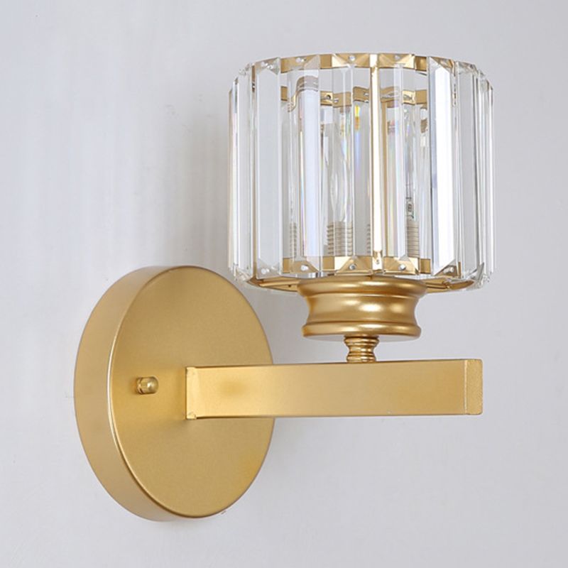 1 Light Geometric Wall Mounted Lamp Simplicity Crystal in Black/Gold