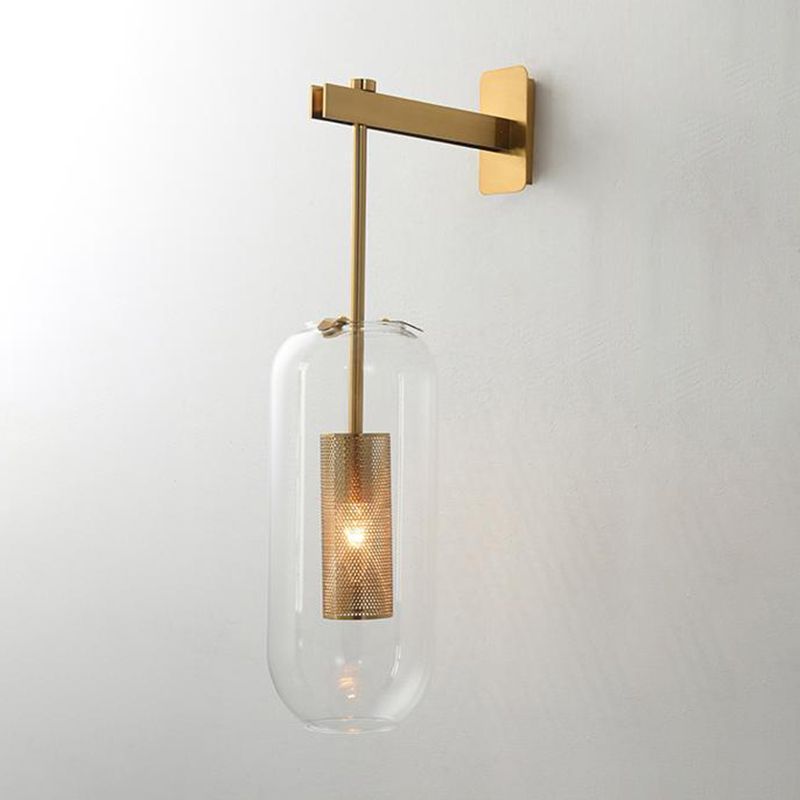 Contemporary Circle Shape Wall Light with Glass Shade for Living Room