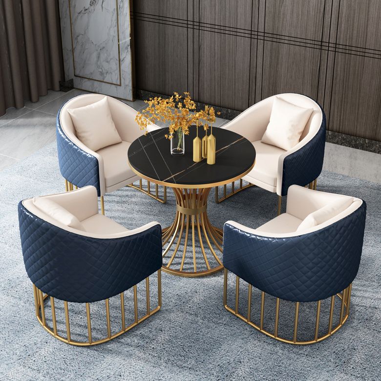 Glam Style Dining Room Set Standard Height with Pedestal Base Dining Furniture