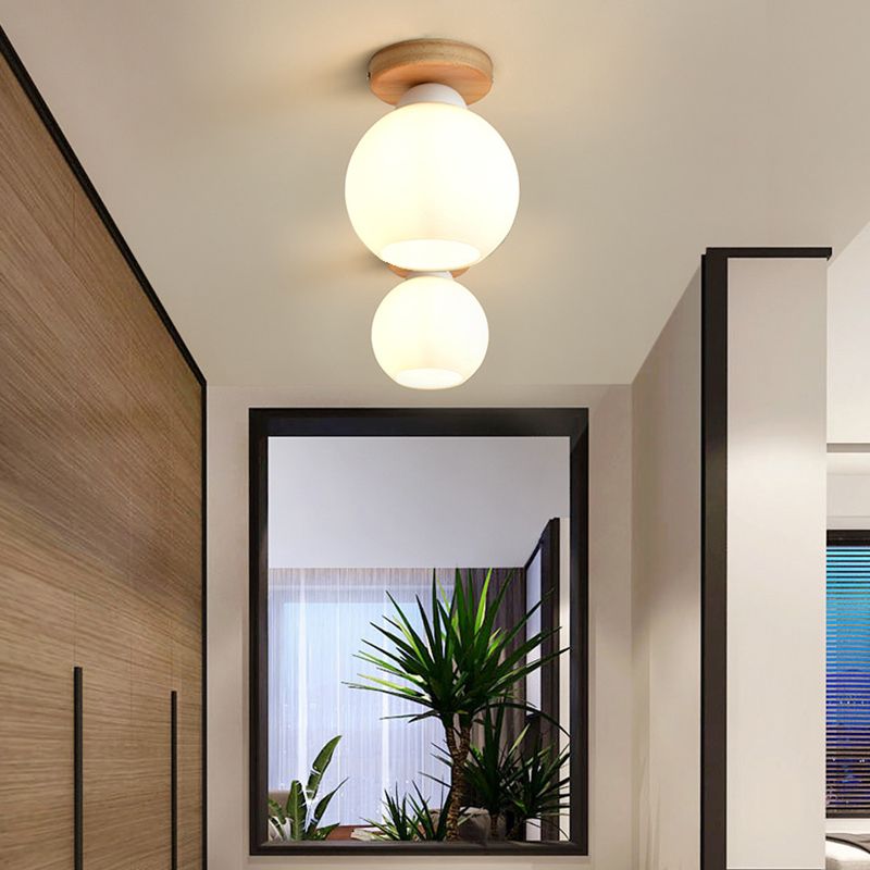 Luminaire de plafond à abat-jour blanc, montage encastré en verre moderne pour chambre à coucher