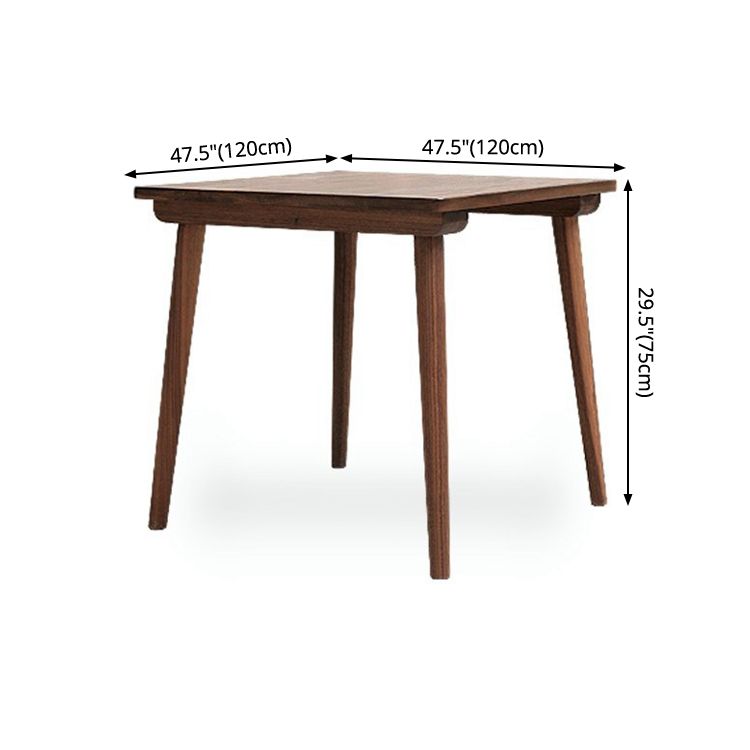 Square 4 Legs Industrial Table Wood Color Fixed Table of Solid Wood
