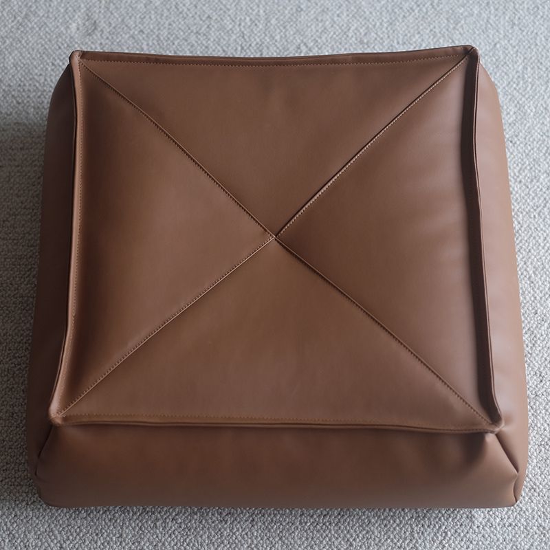 Modern Pouf Ottoman PU Leather Upholstered Solid Color Tear Resistant Square Ottoman